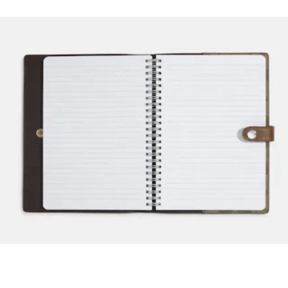 Coach Notebook & Pencil Case Set Signature Canvas Leather Khaki Brown Snap Zip - Picture 2 of 9